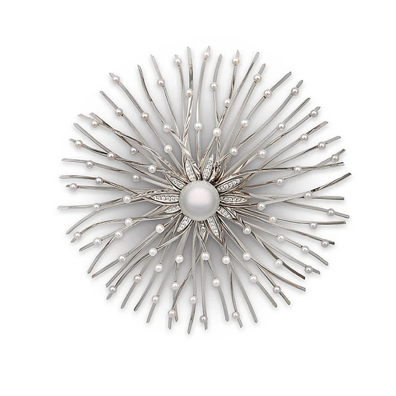 Large geometric brooches-Buy the Explosion South Sea Pearl & Diamond Brooch at our Online Store