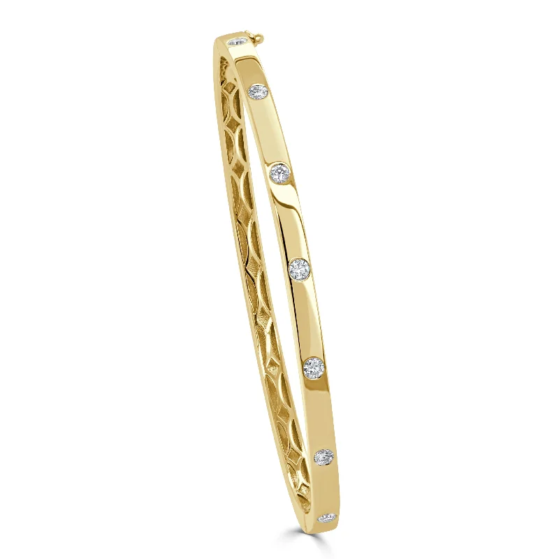 Stone-wrapped bangles-Joelle Collection Diamond Stackable Bangle 0.40ct Bezel Set 14K Gold - White