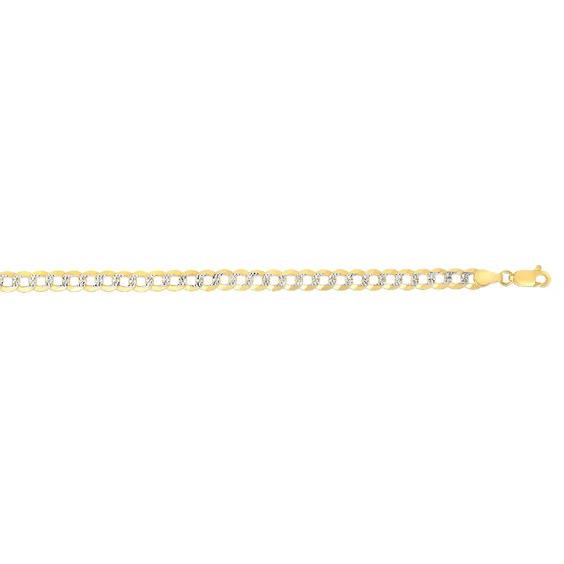 Linked chain bracelets-14K Gold 3.6mm White Pave Curb Chain