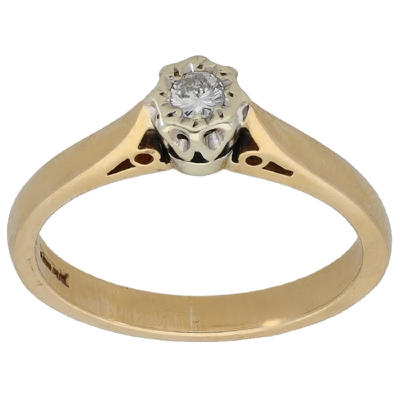 Peace charm rings-9ct Gold 0.10ct Diamond Solitaire Ring Size L