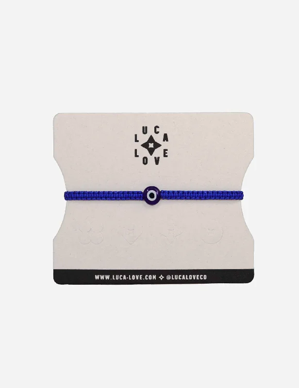 Oversized cuff bangles-Evil Eye Blue Threaded